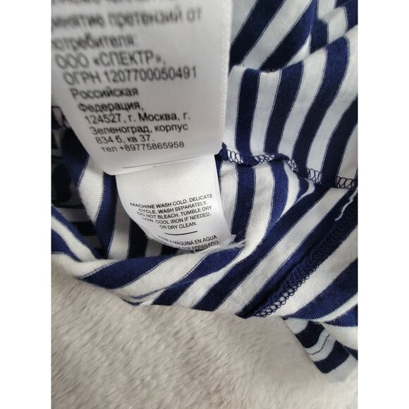 7 For All Mankind Womens Striped Long-Sleeve Tie-Hem Top XL Navy/White New - Picture 5 of 8